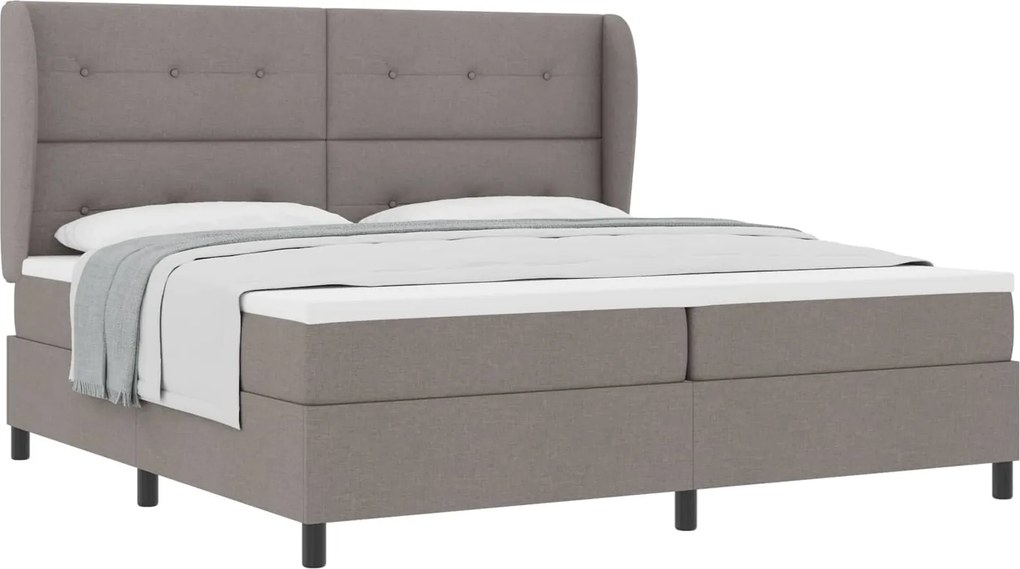 vidaXL Boxrugós ágy matracmal fejtámlával Tópszínű 200 x 200 cm szövet