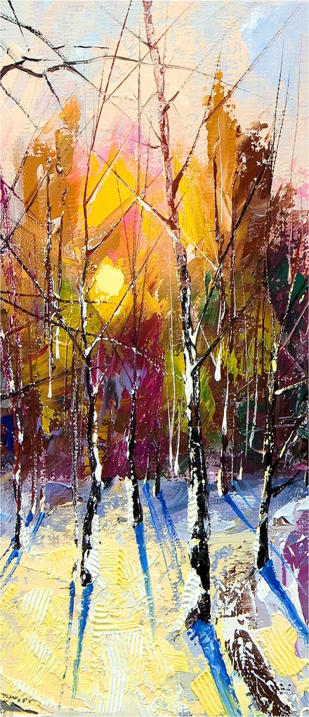 Flizelin fotótapéta Téli erdő Nap Hó Színek 91x211 +ragasztó