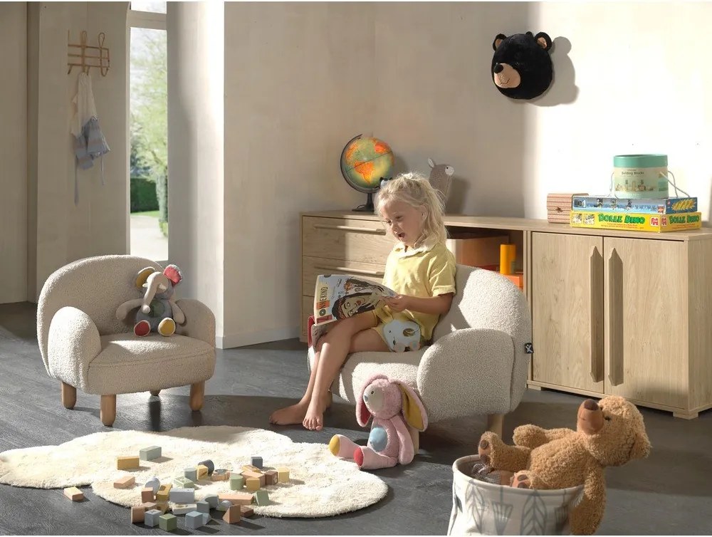 Bézs buklé gyerek fotel Rocky – Vipack