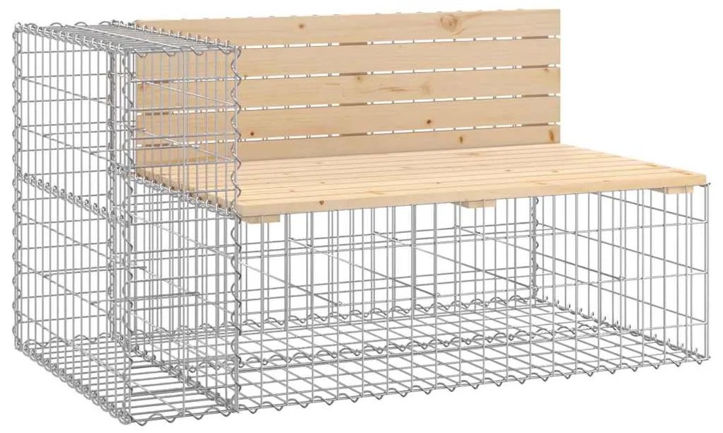 tömör fenyőfa kerti pad gabion kosárral