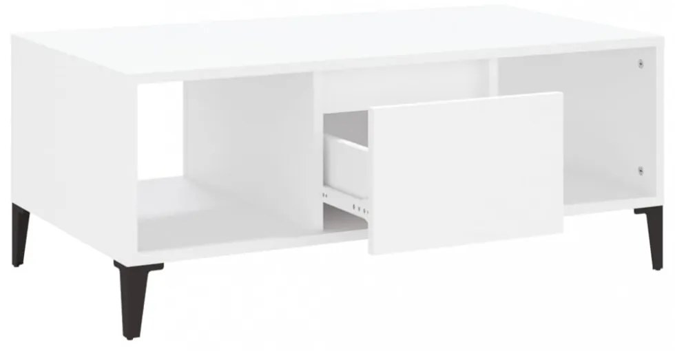 vidaXL fehér szerelt fa dohányzóasztal 90 x 50 x 36,5 cm