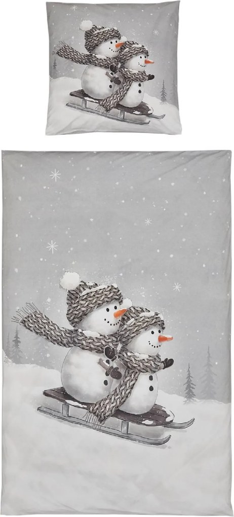 3D ágyneműhuzat Renforcé pamutból FROSTY szürke, 100% pamut Ágyneműhuzat mérete: 80 x 80 cm | 135 x 200 cm