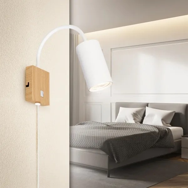 Brilagi - Állítható fali lámpa SELE 1xGU10/30W/230V fehér/tölgy dekor