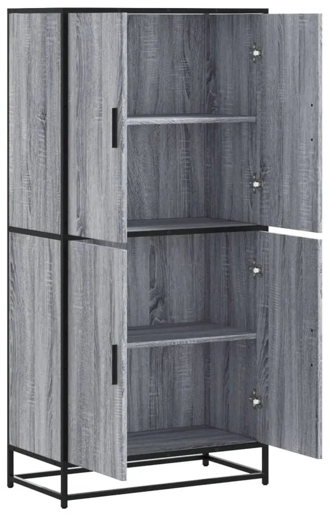 szürke sonoma színű szerelt fa magasszekrény 68 x 35 x 139 cm