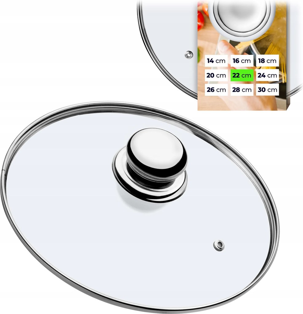 Hőálló Üveg Fedő Serpenyő Edényhez 22cm