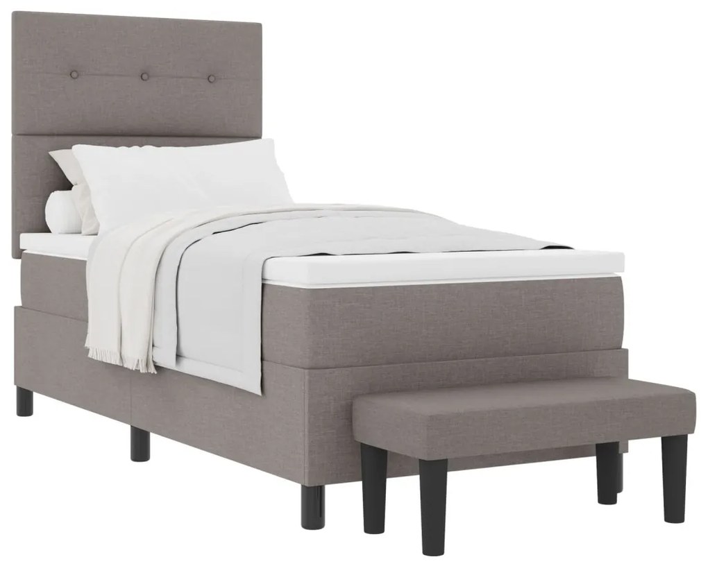 Box Spring Ágy Matraccal és Pad Taupe 90x190 cm Szövet