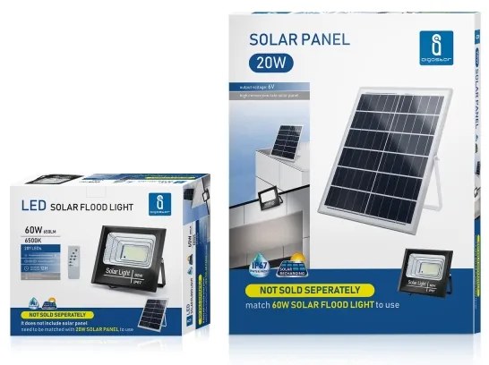 Aigostar - LED Dimmelhető napelemes reflektor LED/60W/3,2V IP67 + távirányító