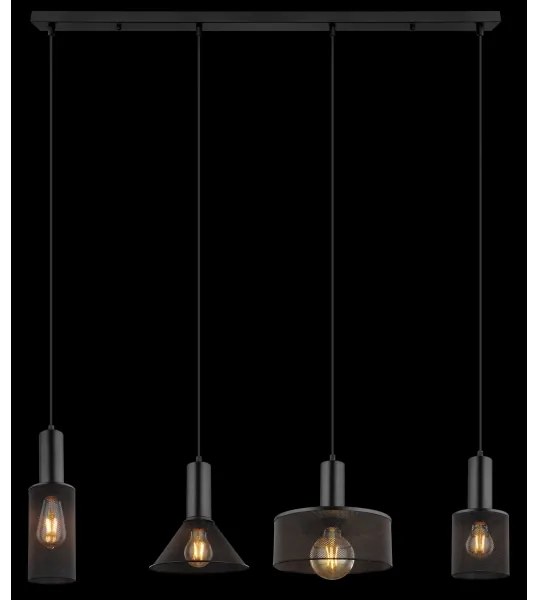 Globo 15648-4H - Csillár zsinóron JEDD 4xE27/60W/230V fekete