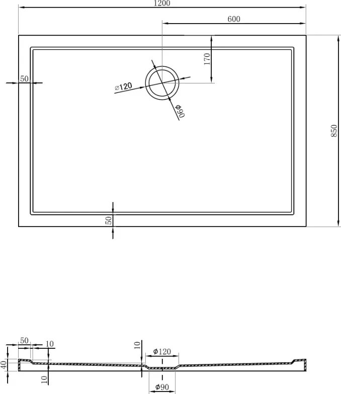 Mexen Flow téglalap alakú slim zuhanytálca 120 x 85 cm, fehér fényes - 46R108512