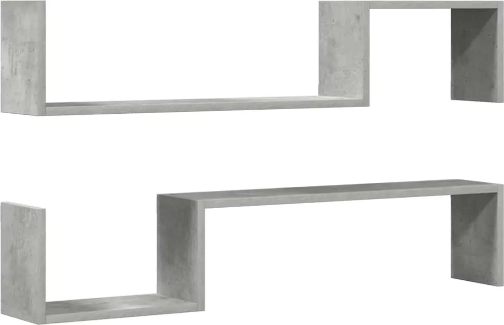 vidaXL 2 db betonszürke szerelt fa fali polc 100 x 15 x 20 cm