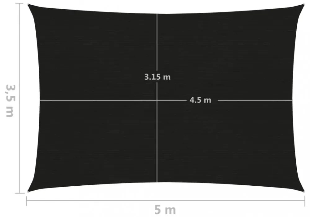 fekete HDPE napvitorla 160 g/m² 3,5 x 5 m