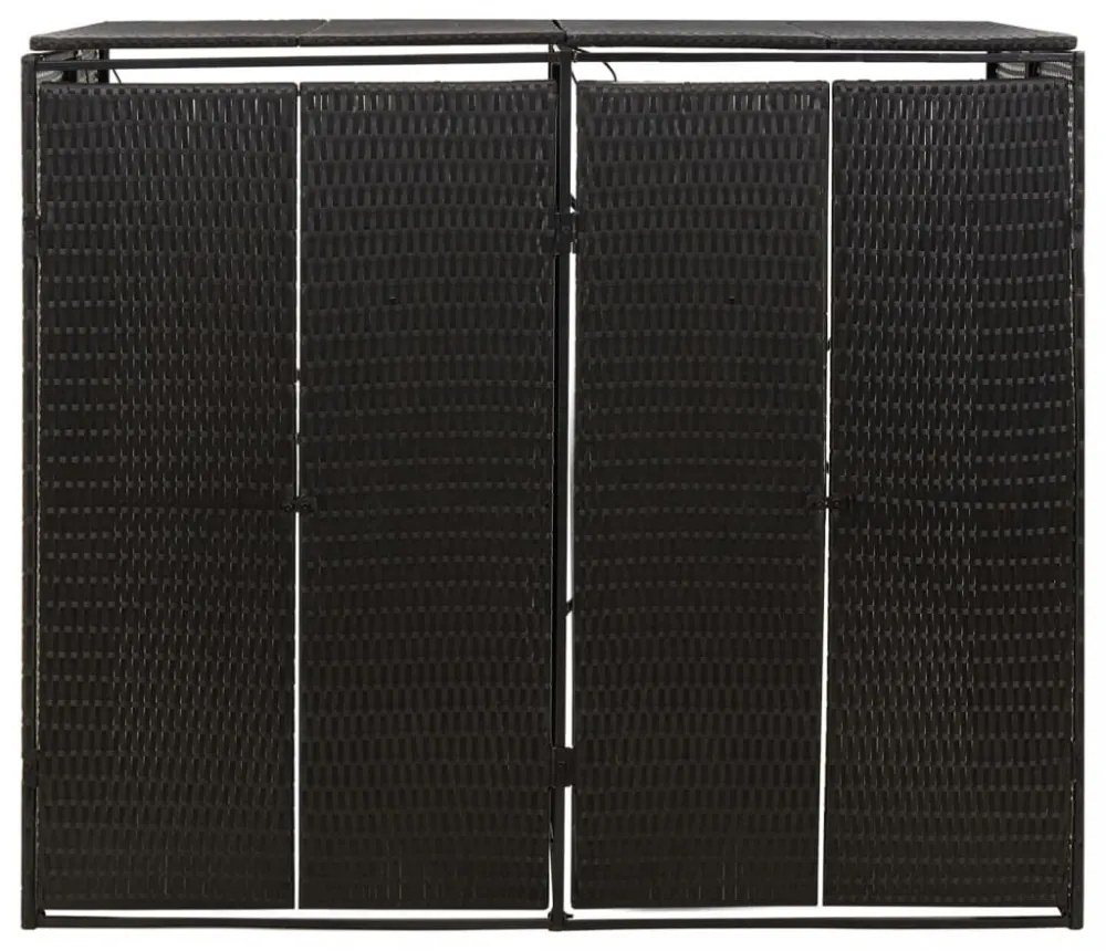 fekete polyrattan dupla kerekeskuka tárolófészer 140x80x117 cm