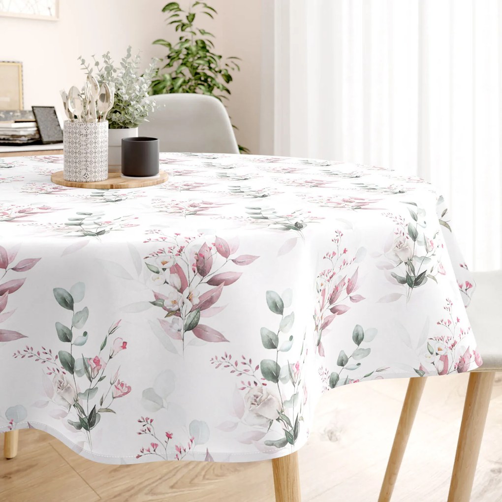 Goldea kör alkó pamut terítő deluxe - zsenge rózsák Ø 100 cm