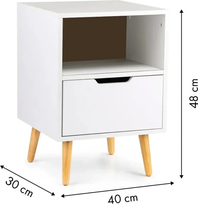 Éjjeliszekrény 60x30x53 cm fehér FUR1875-2