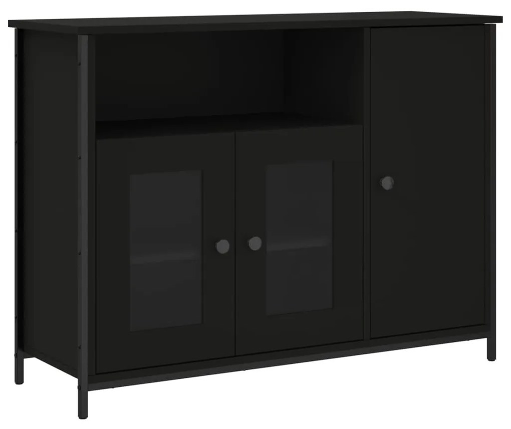 fekete szerelt fa tálalószekrény 100 x 35 x 75 cm