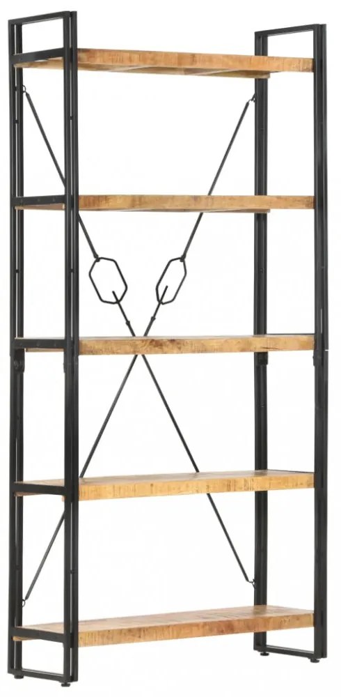 5-szintes tömör mangófa könyvespolc 90 x 30 x 180 cm