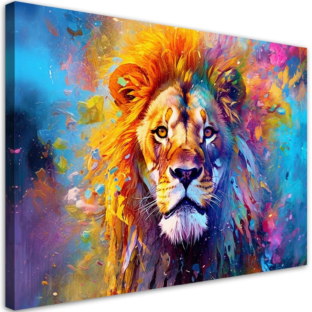Gario Vászonkép Színes oroszlán Méret: 100 x 70 cm