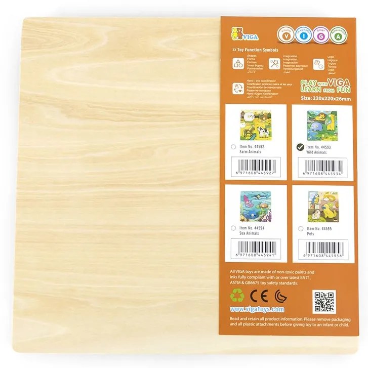 Gyermek fa puzzle Viga Vadon élő állatok 4 db
