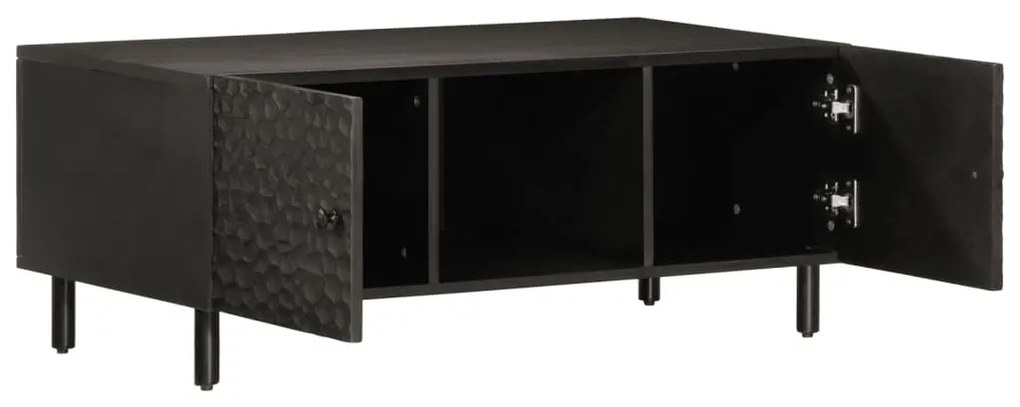 Fekete tömör mangófa dohányzóasztal 100 x 54 x 40 cm
