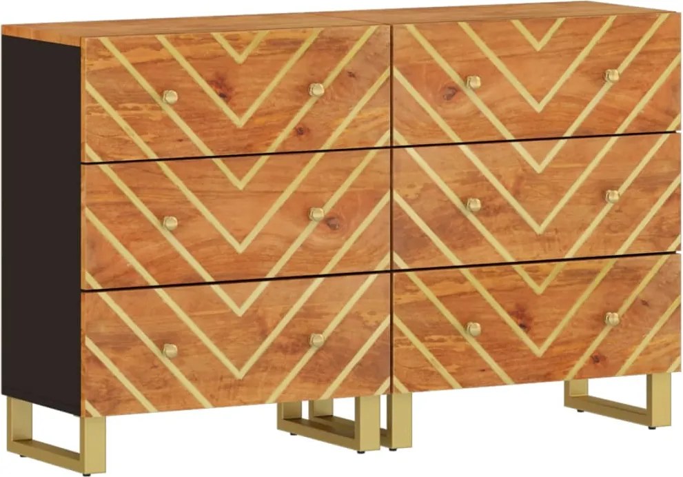 vidaXL 2 db barna-fekete tömör mangófa tálalószekrény 160x30x76 cm