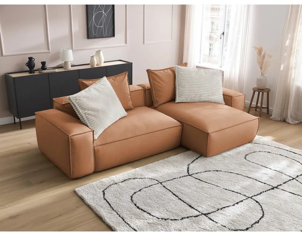 Barna bőrutánzat sarokkanapé (variálható) Boheme – Bobochic Paris