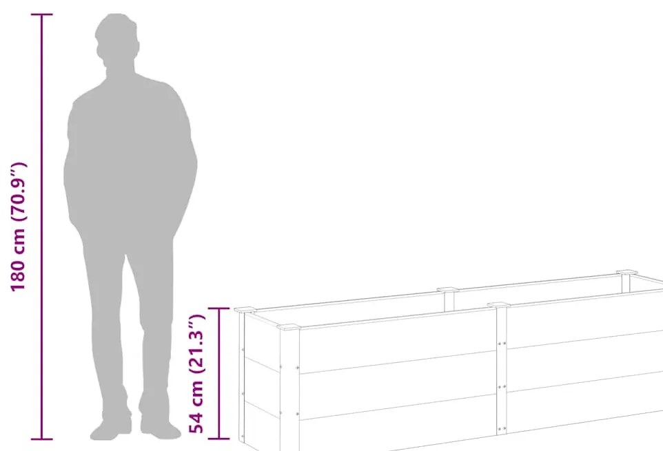 szürke WPC kerti magaságyás 200 x 50 x 54 cm