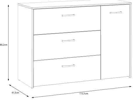 Fiókos komód URO artisan tölgy/ fehér
