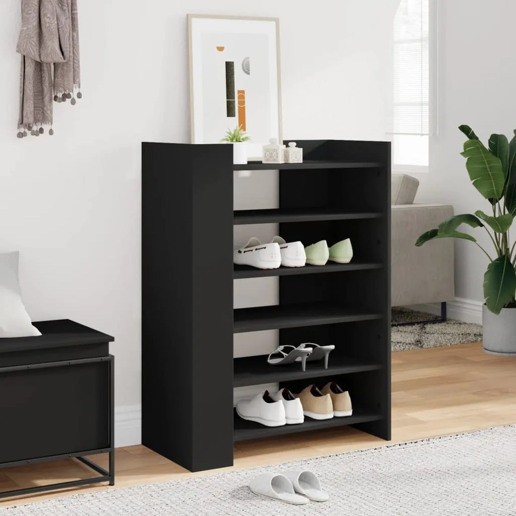 fekete szerelt fa cipőszekrény 74,5 x 37,5 x 100 cm