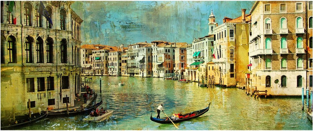 Kép - velencei csatorna és gondolák (120x50 cm)