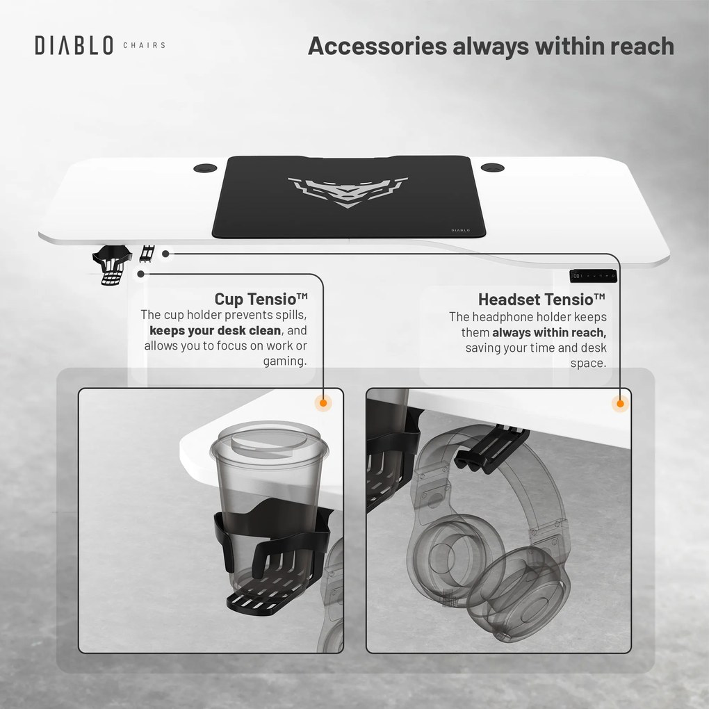 Diablo X-Tensio Állítható Magasságú Íróasztal 1600 Fehér