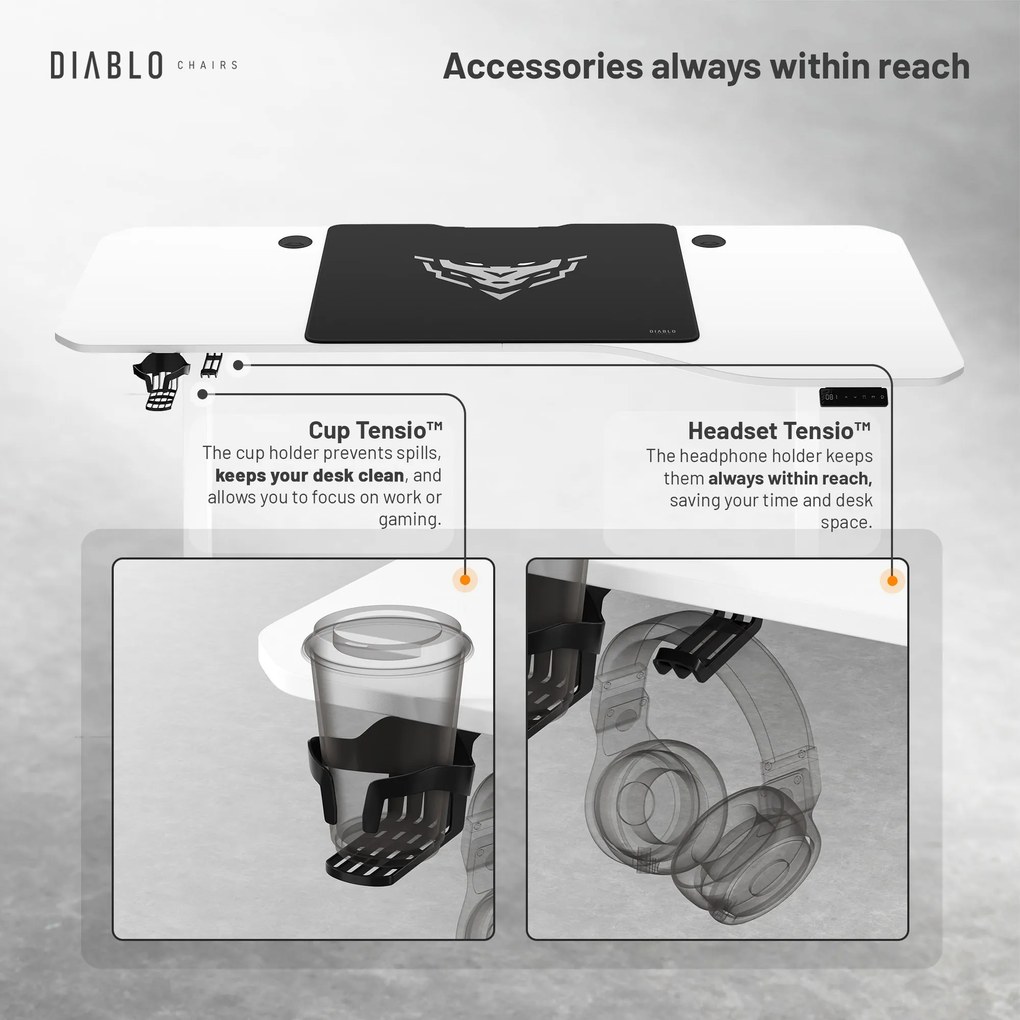 Magasságban állítható íróasztal 160 cm fehér: Diablo X-Tensio 1600