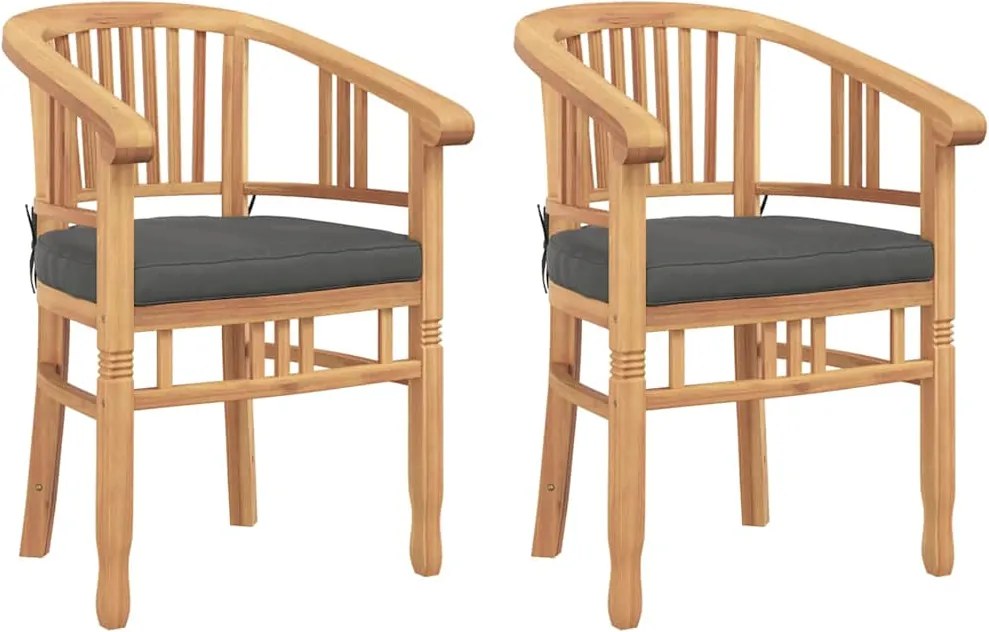 vidaXL Szék párnával 2 pcs Barna 63 x 58 x 89 cm Tömör Teakfa