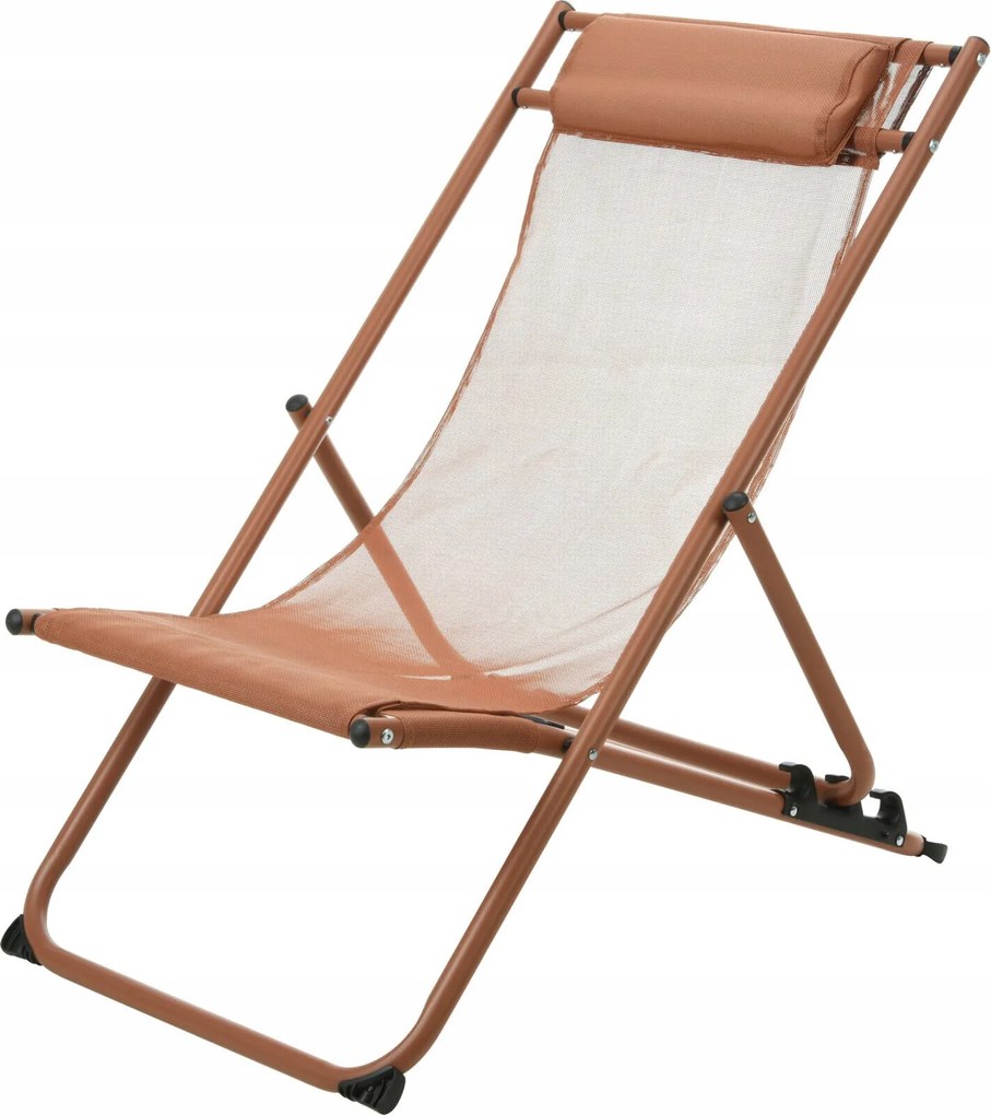 Állítható Kerti Napozóágy Összecsukható Fejtámlával Fém Terrakotta 115 cm