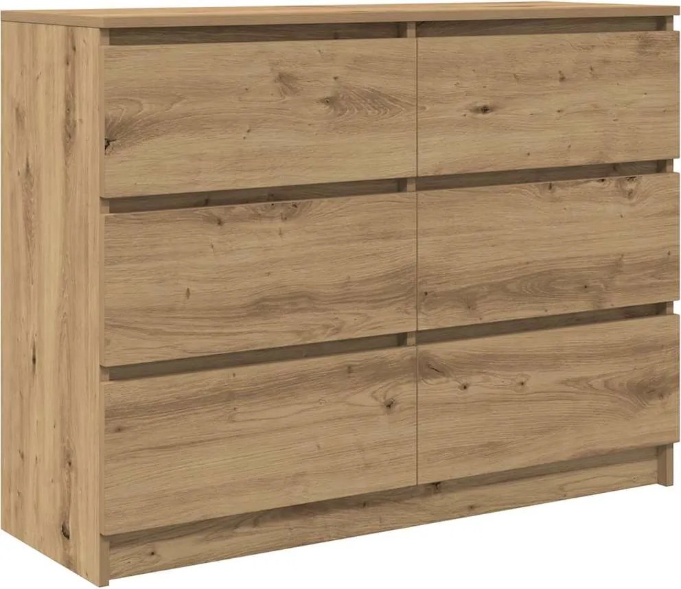 vidaXL kézműves tölgy színű szerelt fa tálalószekrény 100x35x76 cm