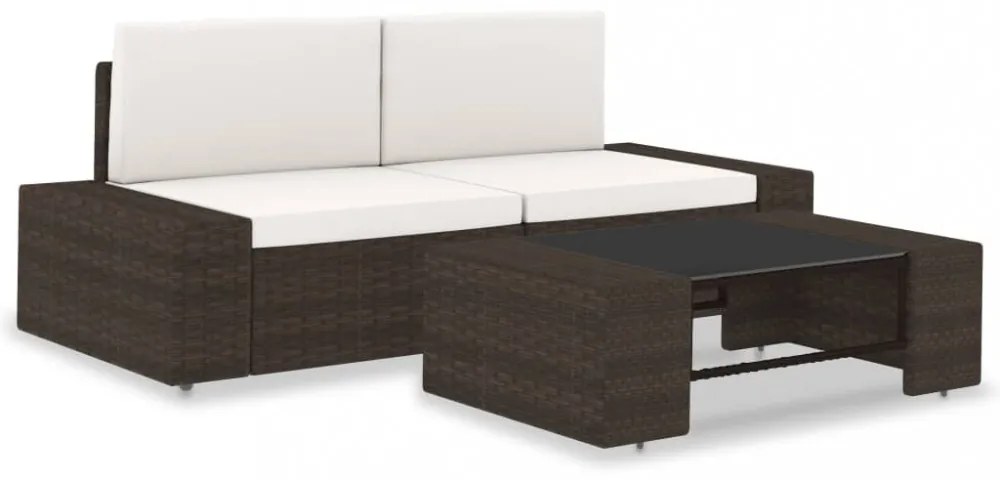 3 részes barna polyrattan kerti ülőgarnitúra