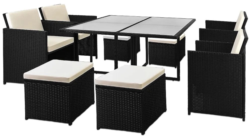 Deuba Kerti rattan szett America 4+4- fekete