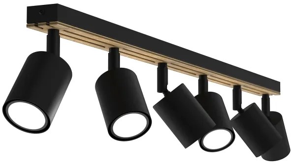 Spotlámpa TERRA 6xGU10/8W/230V fekete/tölgy