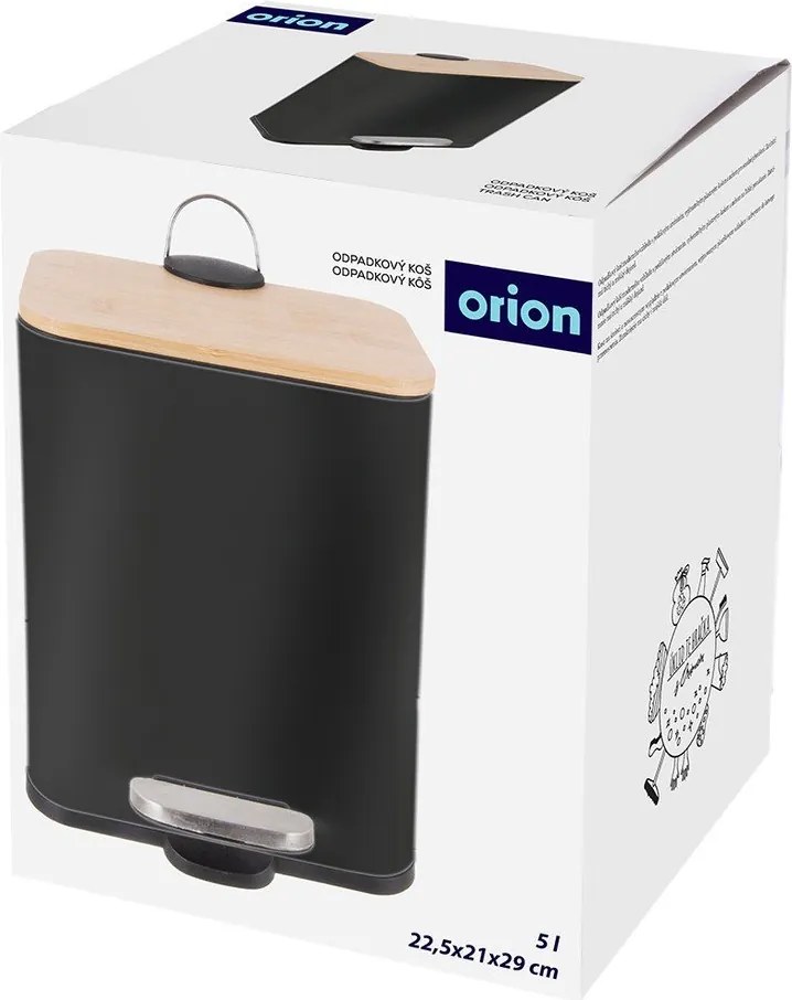 Fekete rozsdamentes acél pedálos szemetes 5 l Black – Orion