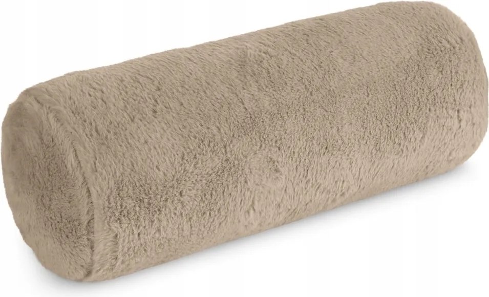 Dekoratív párnahuzat henger Nina 15x45 Eurofirany világos bézs szőrme és pus