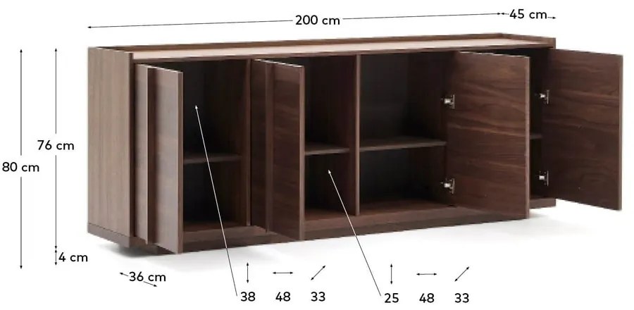 Barna komód diófa dekorral 200x80x45 cm Onix – Kave Home