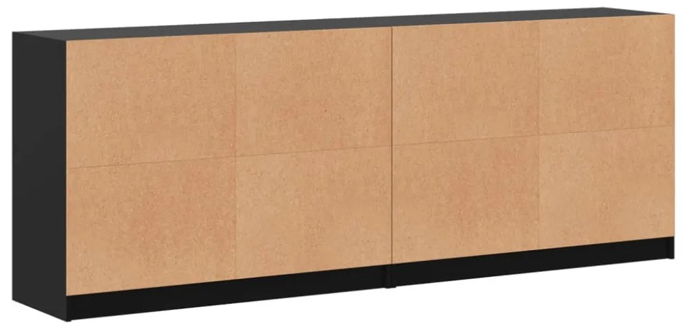 fekete szerelt fa könyvespolc ajtóval 204x37x75 cm