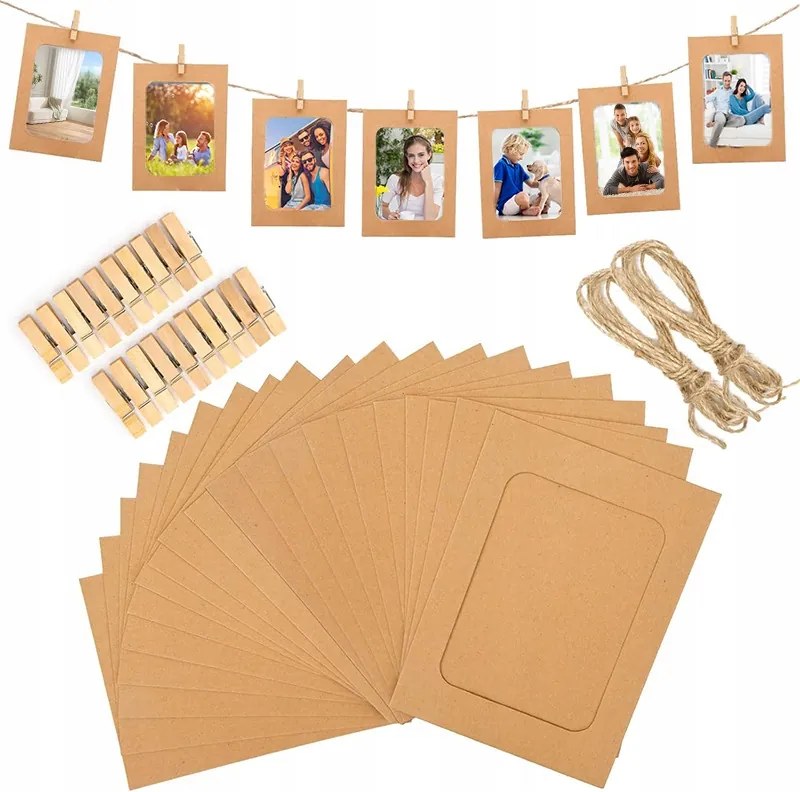 50 db papír képkeret, kraft papírból, 15,2 x 11 cm