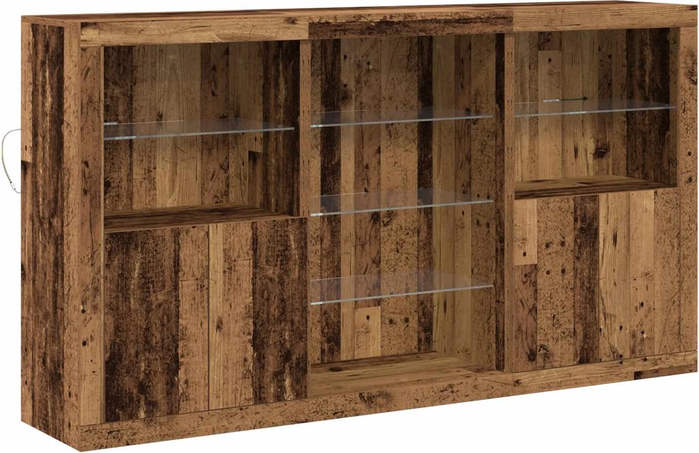 vidaXL LED tálaló Öreg fa 181,5 x 37 x 100 cm Faanyag