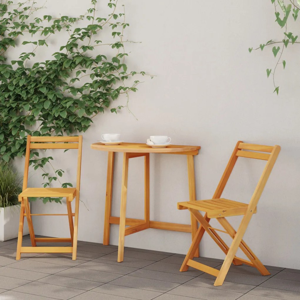 3 részes összecsukható bistro szett tömör akácfából