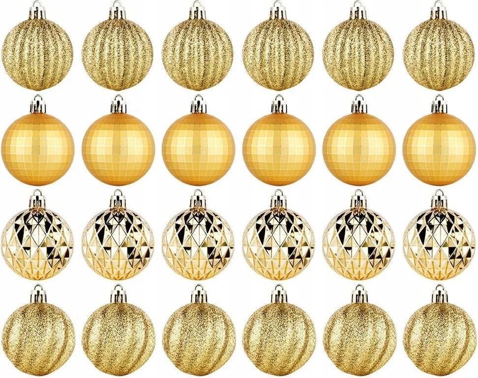 24 db-os karácsonyi gömbök törhetetlen karácsonyfadísz szett