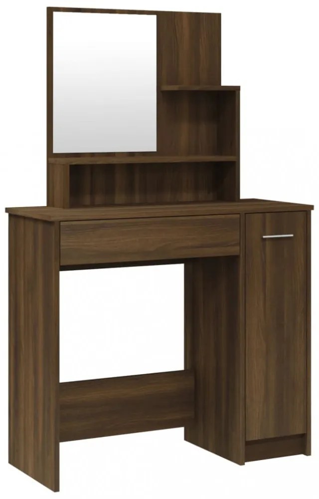 barna tölgy színű fésülködőasztal tükörrel 86,5 x 35 x 136 cm