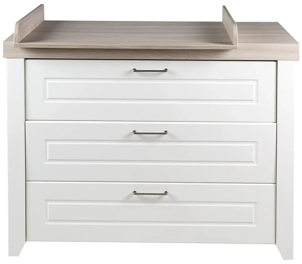 Fehér alacsony gyerek komód pelenkázó feltéttel szilfa dekorral 120x98 cm Felicia – Roba