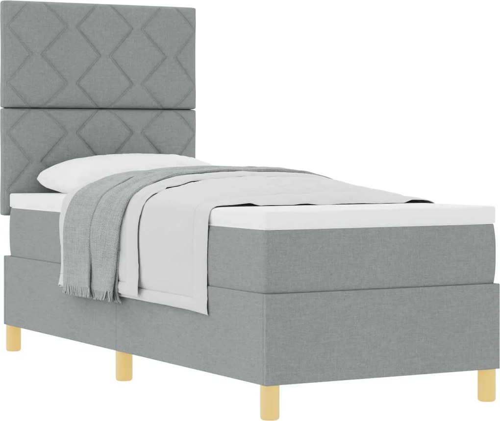 vidaXL Boxrugós ágy matracmal Világosszürke 80 x 200 cm szövet