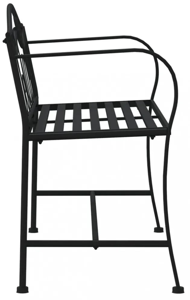 kétszemélyes fekete acél kerti pad 104 cm