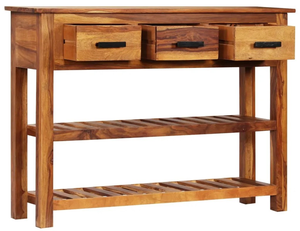 3 fiókos tömör fa tálalóasztal 110 x 30 x 80 cm